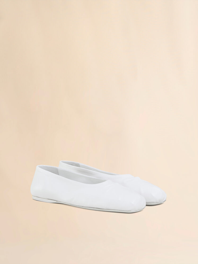 ホワイト レザー製 Little Bowシームレス フラットバレエシューズ | Marni
