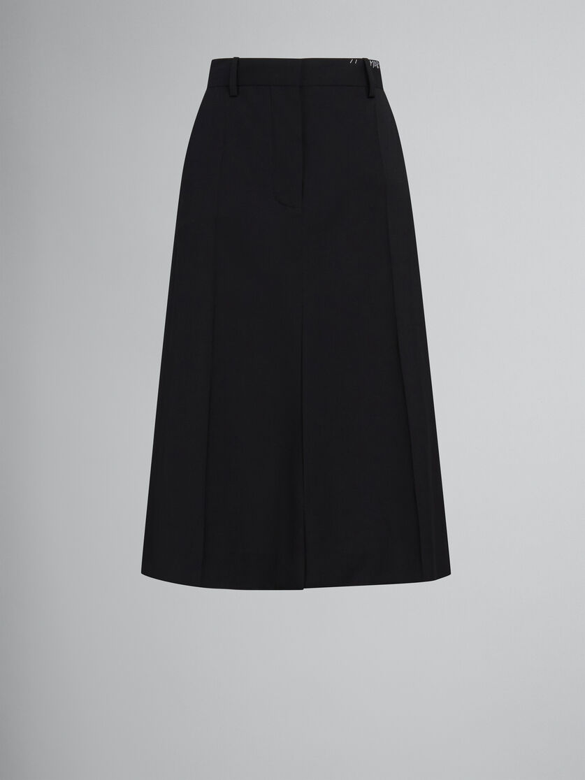 Black tropical wool midi skirt - Skirts - Image 1