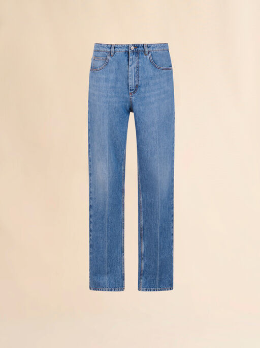 Blue denim trousers with straight leg - Pants