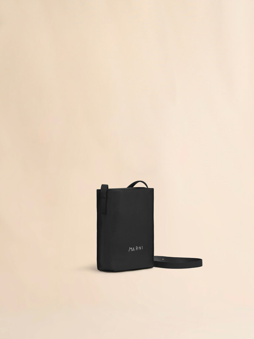 Black leather Museo Nano Bag with Marni Symbol embroidery - Shoulder Bag - Image 6