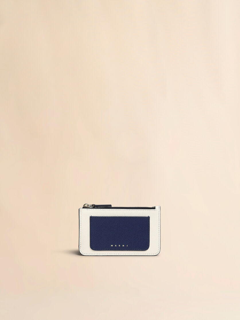 Light green white and brown saffiano leather card case - Wallets - Image 1