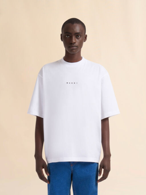 Weißes T-Shirt aus Bio-Baumwolle mit Mini-Marni-Logo - Hemden