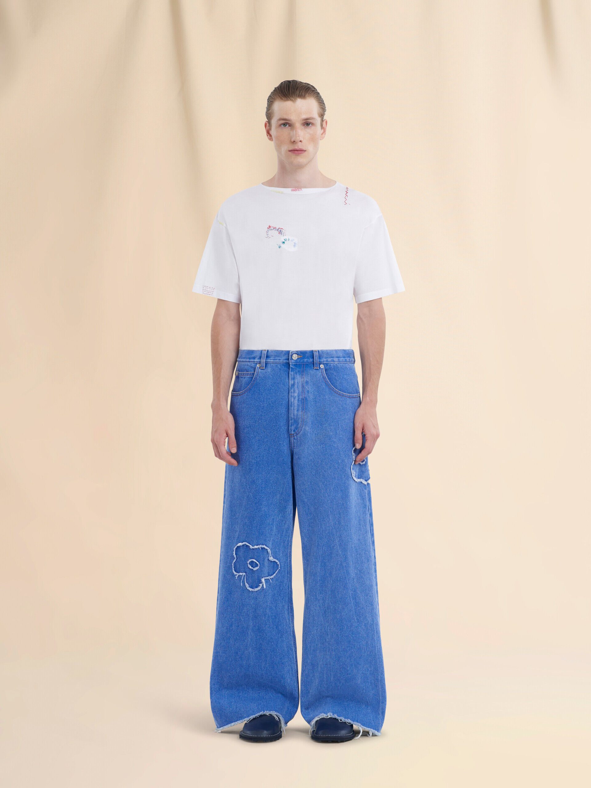 ワンピース MARNI Women Mid Skirts 90911 ABMA1379S0UTC455 89051 BLUE Indigo duchess silk flared skirt with cut-out details | Marni