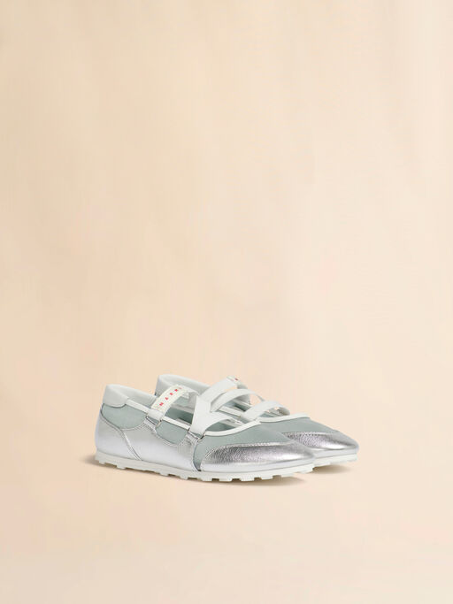 Soccer Retro silver leather ballerina trainers - Sneakers