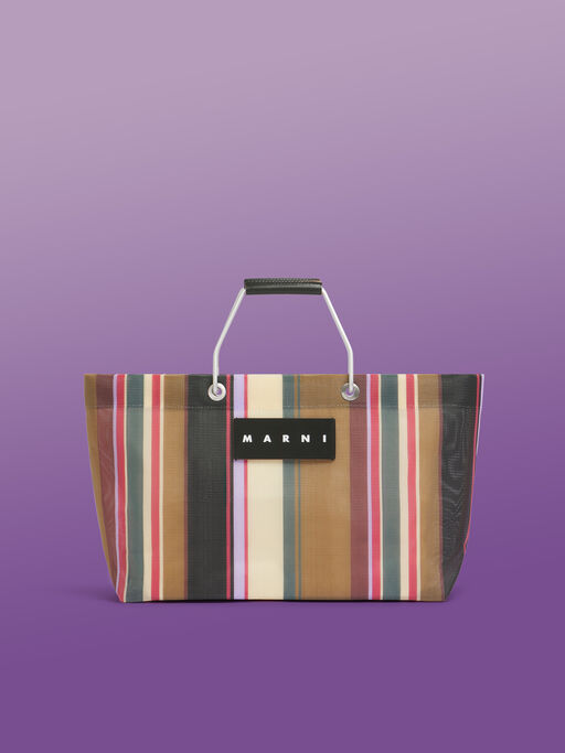 キャラメルブラウン MARNI MARKET STRIPE MINI BAG - ハンドバッグ