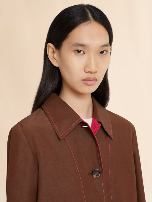 Braune Jacke aus Viskose und Ramie mit Cargotaschen - Jacken