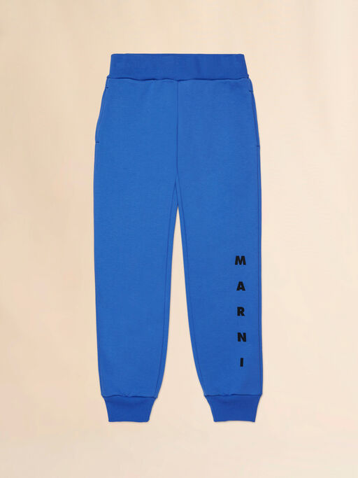 Blue cotton joggers with Marni print - Pants