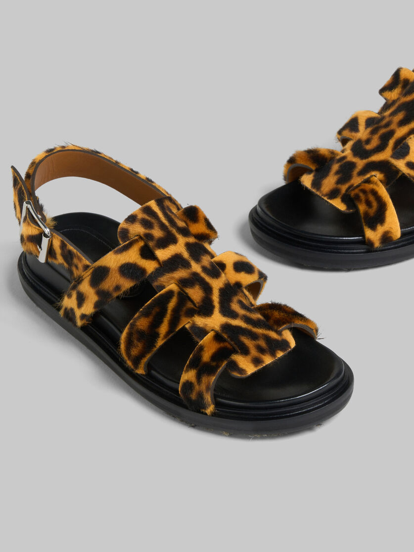 Leopard-print short-hair shearling gladiator sandal - Sandals - Image 5