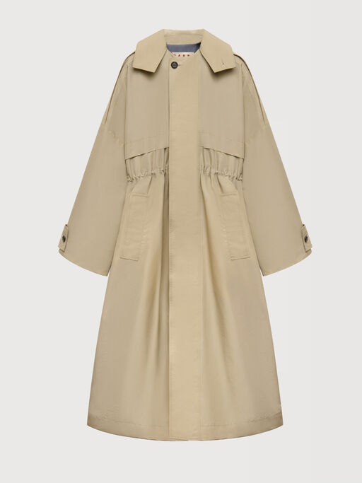 Beige nylon trench coat with belt - Jackets