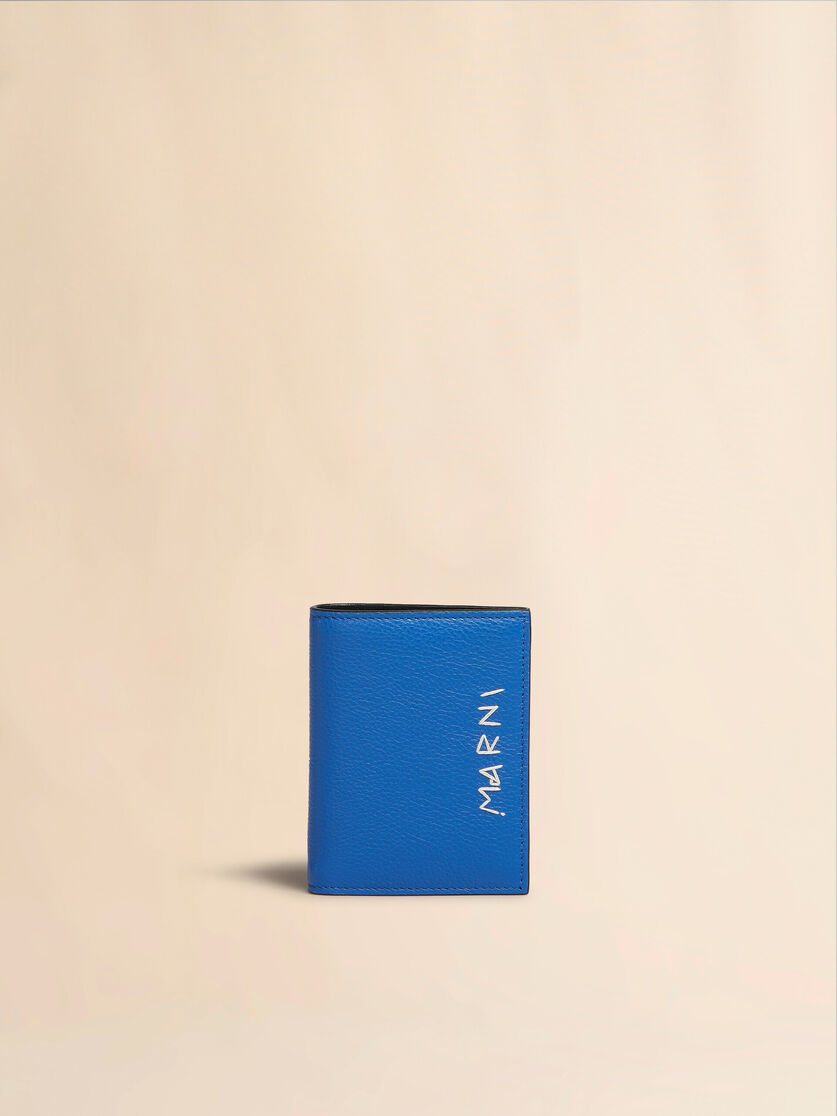 Blue leather bifold wallet with Marni Mending - Wallets - Image 1