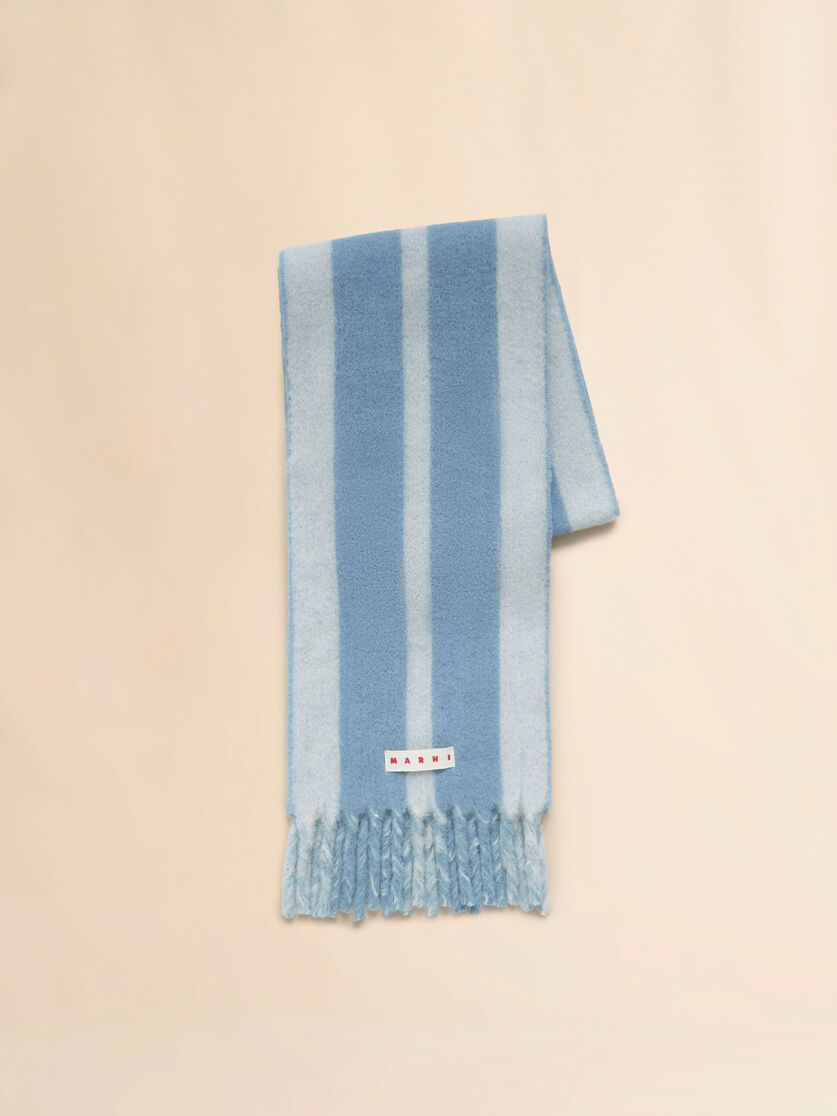 Blue striped alpaca scarf - Scarves - Image 1