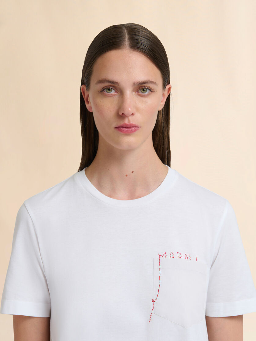 ピンク コットン製T-シャツ ハンドステッチのマルニロゴ入り - Tシャツ - Image 4