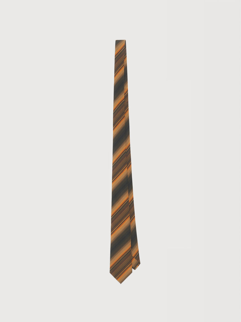 Cravatta in cotone e seta con motivo Degrad&eacute; Stripe arancione, Image 1