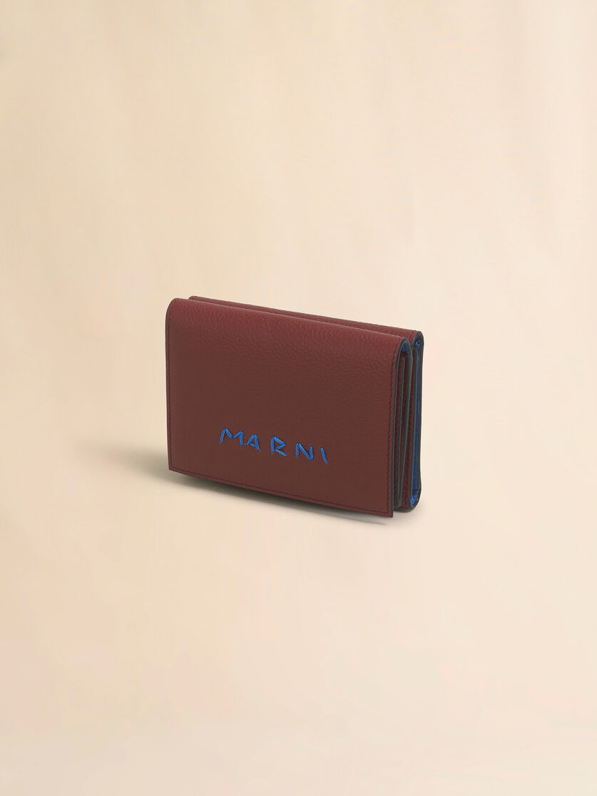 Black leather trifold wallet with Marni Mending embroidery - Wallets - Image 4