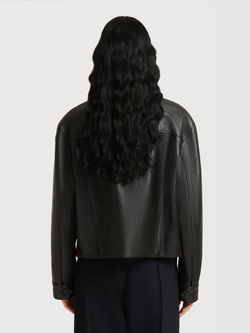 Black leather jacket with crust front, Image 4
