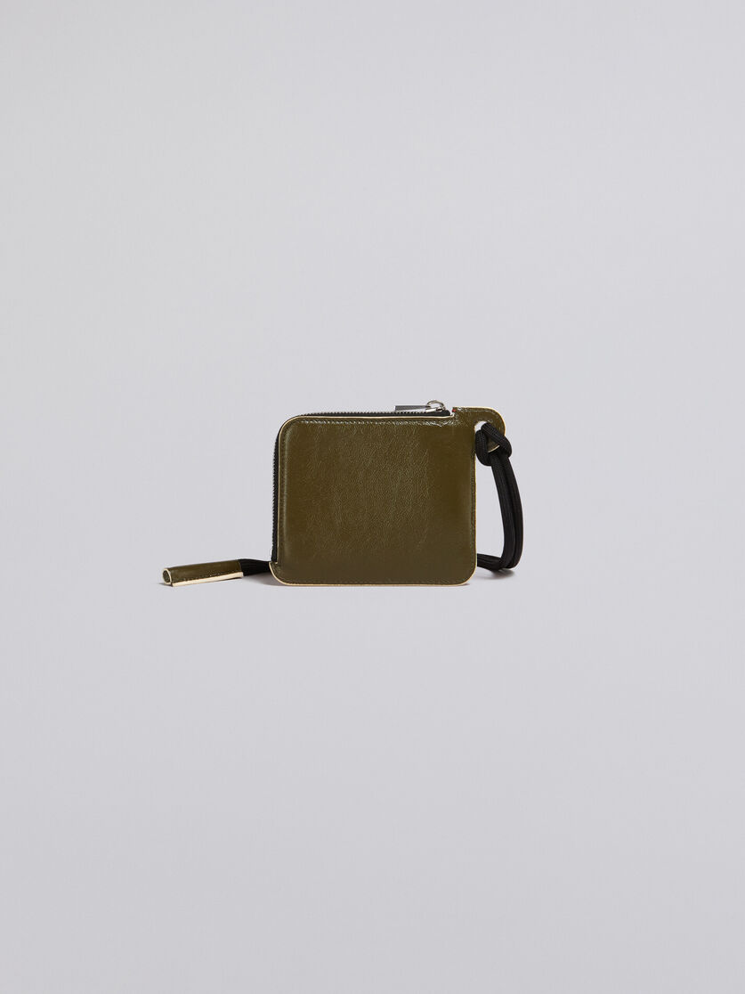Zweifarbige Brieftasche mit L-Reißverschluss aus glänzendem Kalbsleder - Brieftaschen - Image 3