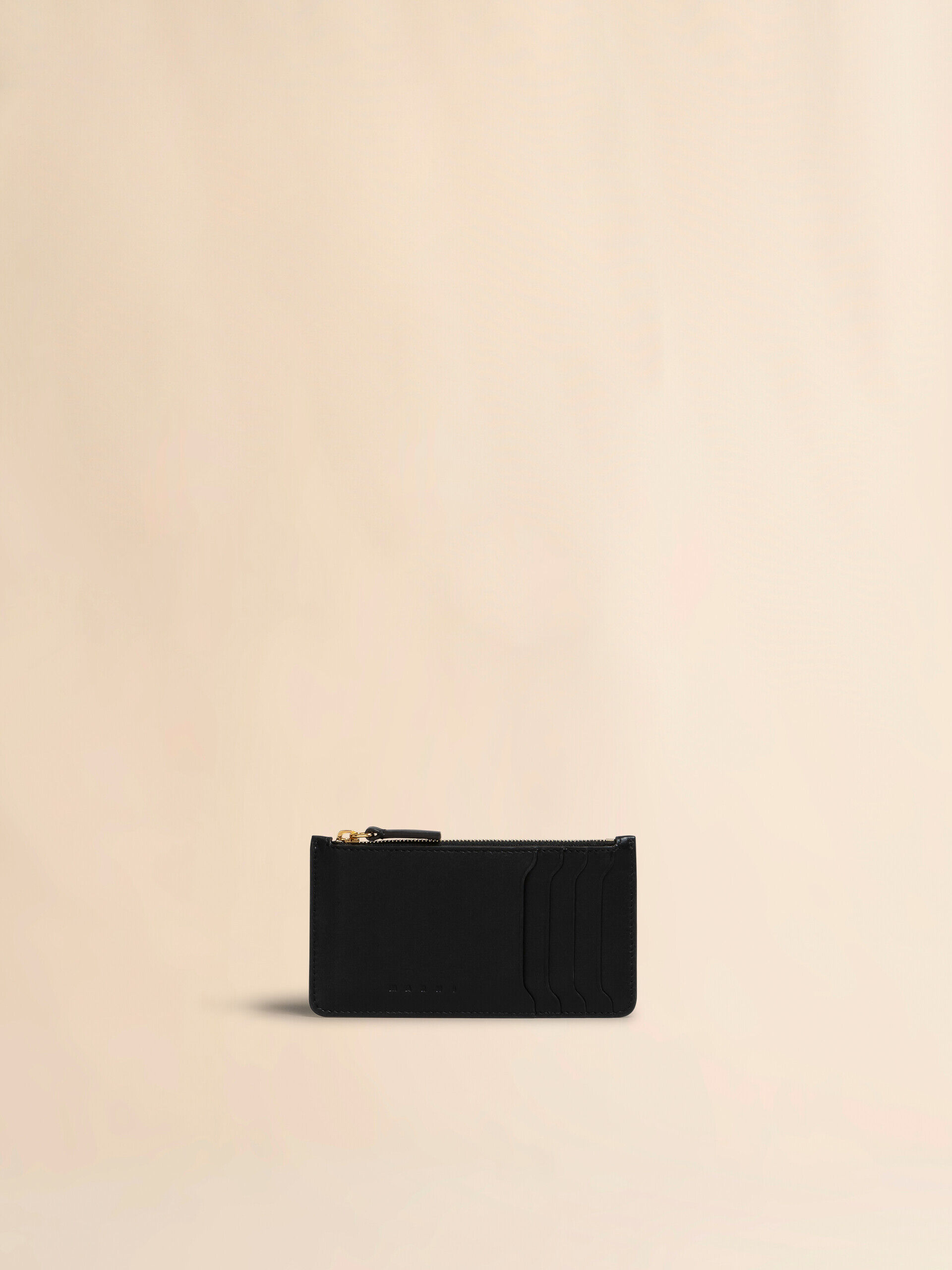◇MARNI◇ Leather Zipper Card Holder Tulip PFMO0111U0P694800 Black leather card case | Marni