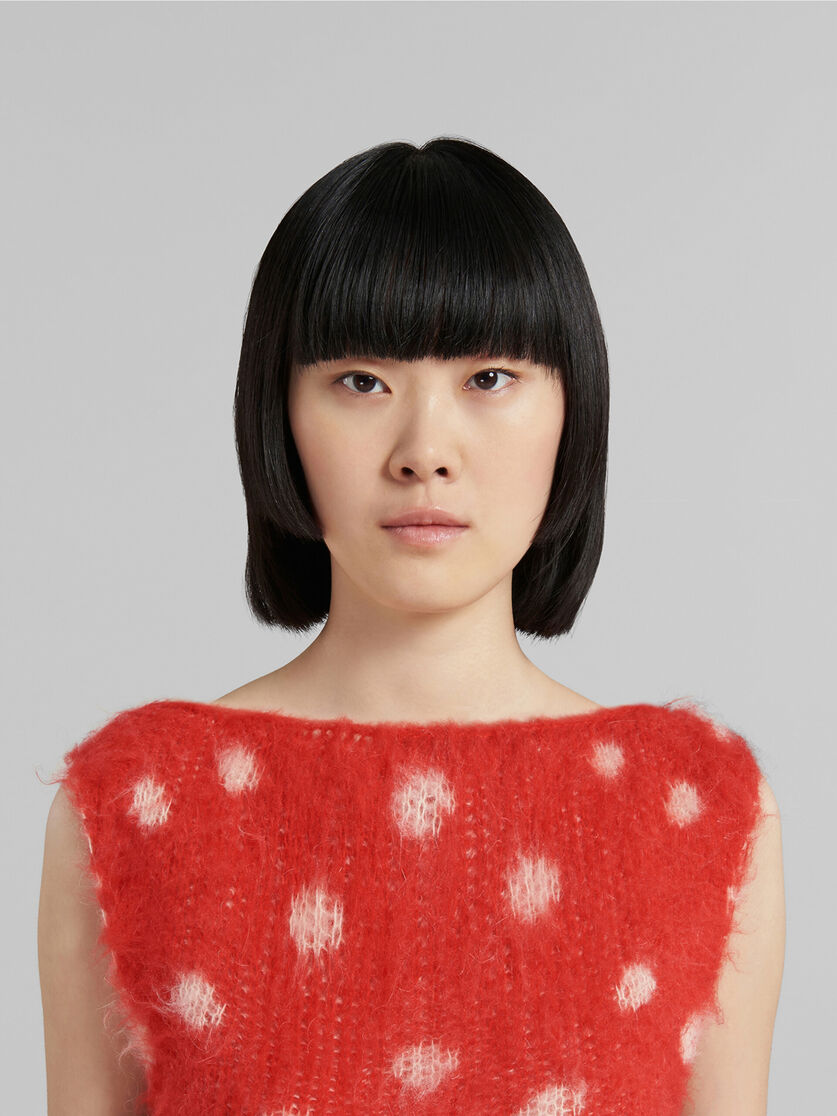 Red mohair sleeveless jumper with polka dots - Shirts - Image 4