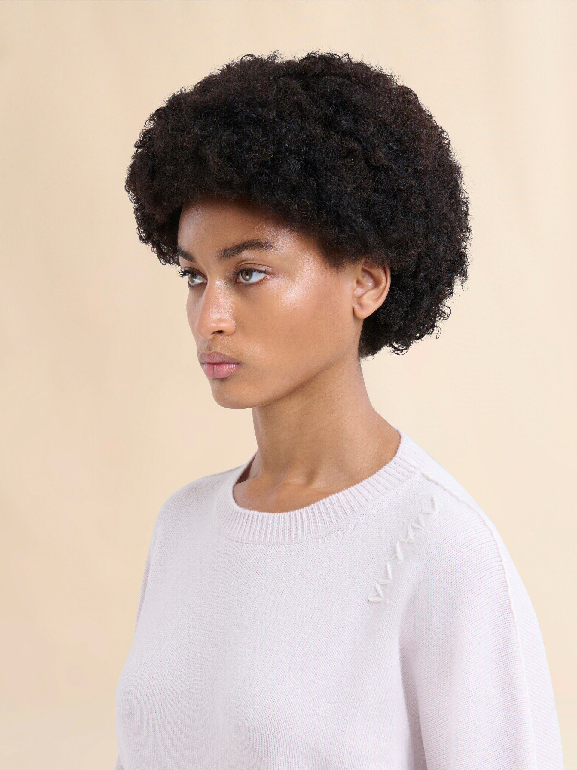 Light pink wool and cashmere crew neck jumper with Marni Symbol