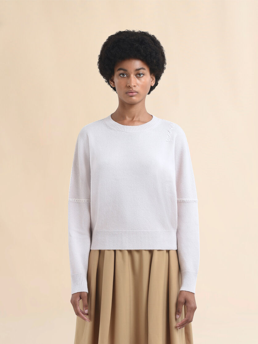 Light pink wool and cashmere crew neck jumper with Marni Symbol - Pullovers - Image 2