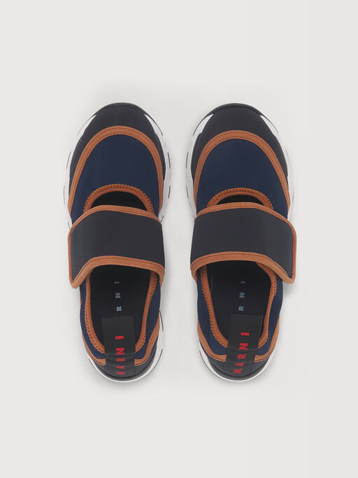 Deep blue and black lycra Mary Jane sneaker - Sneakers