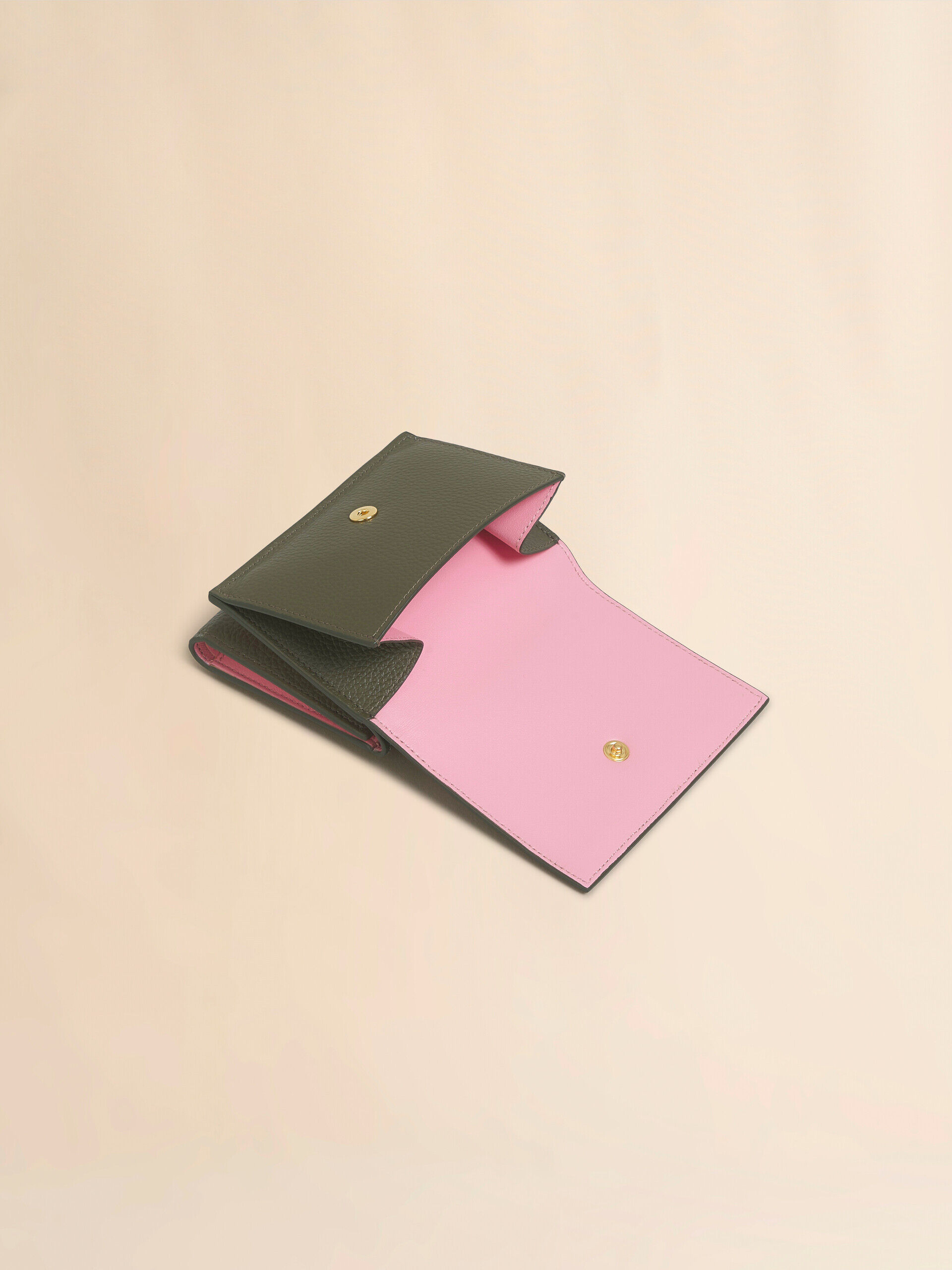 Deep green leather trifold wallet with Marni Symbol logo | Marni