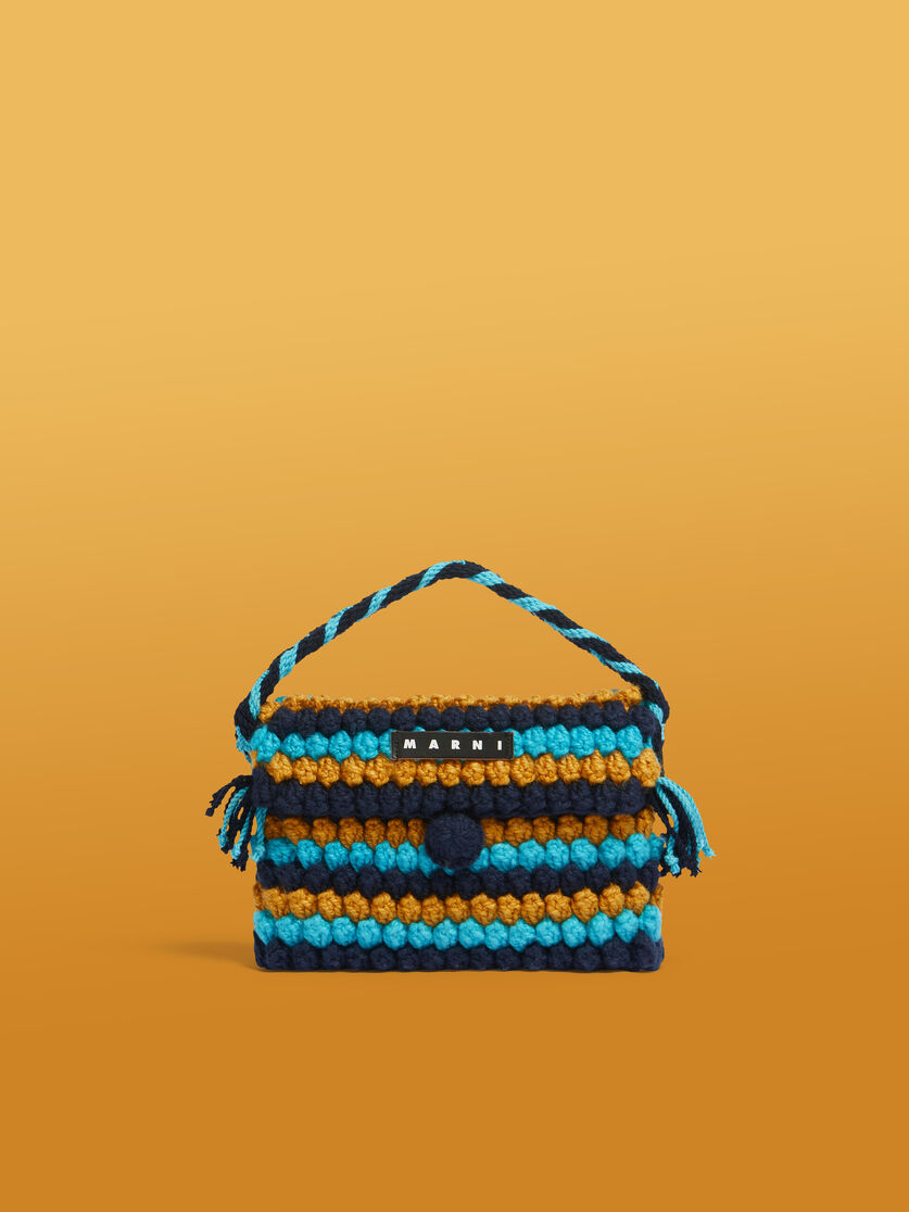 ブルー ストライプ クロシェ Marni Market Bread ハンドバッグ - ショッピングバッグ - Image 1