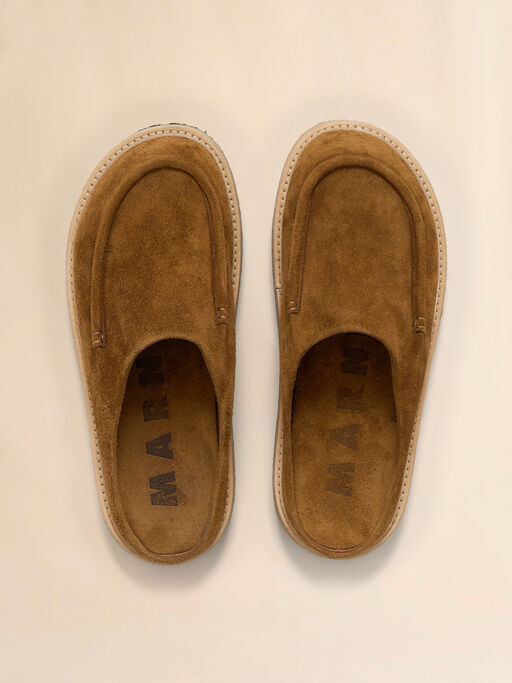 Sabot in suede marrone con suola in para - Zoccoli