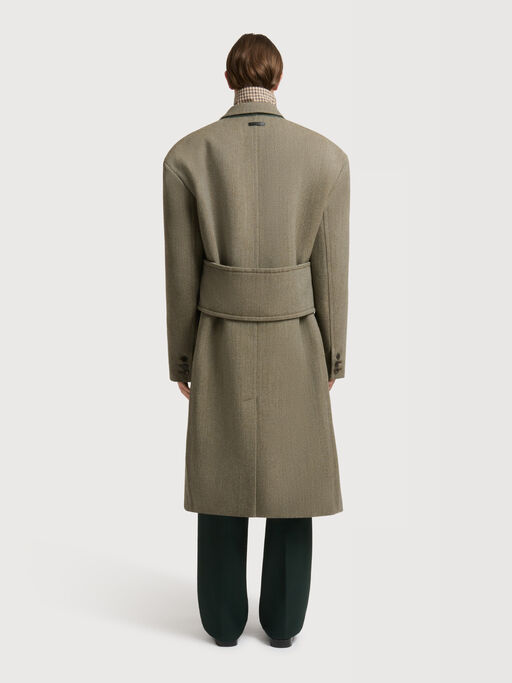 Taupe tweed oversized coat - Coats