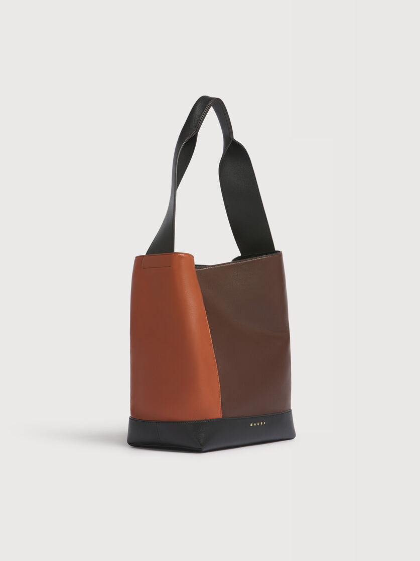 Light brown, dark brown and black leather Pod 2.0 bag, Image 5