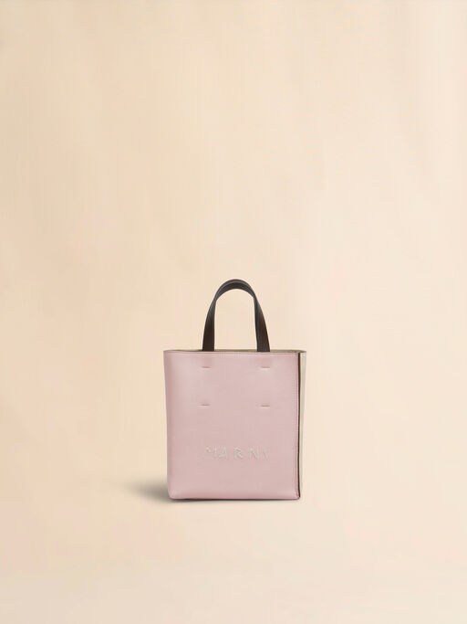 Museo Soft mini bag in pink colour-block leather with Marni Mending - Shopping Bags