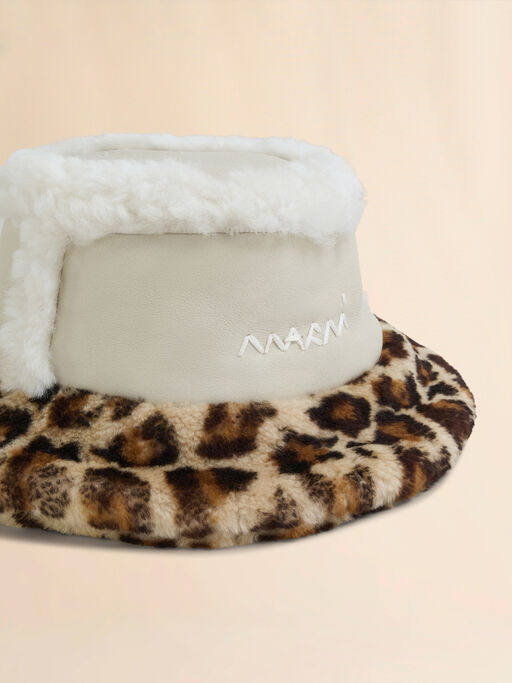 Leather and shearling bucket hat - Hats