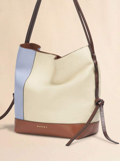 Blue cream and brown leather Pod 2.0 small hobo bag - Shoulder Bags