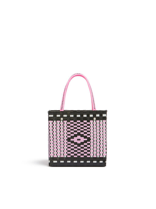 ブラック MARNI MARKET ミニバスケットバッグ - ショッピングバッグ