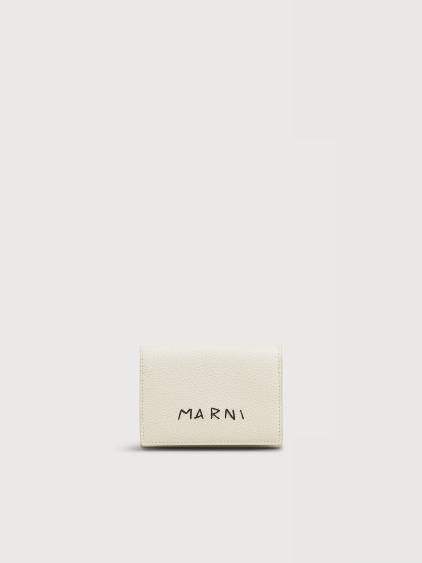 Ivory leather trifold wallet with Marni Mending embroidery, Image 1