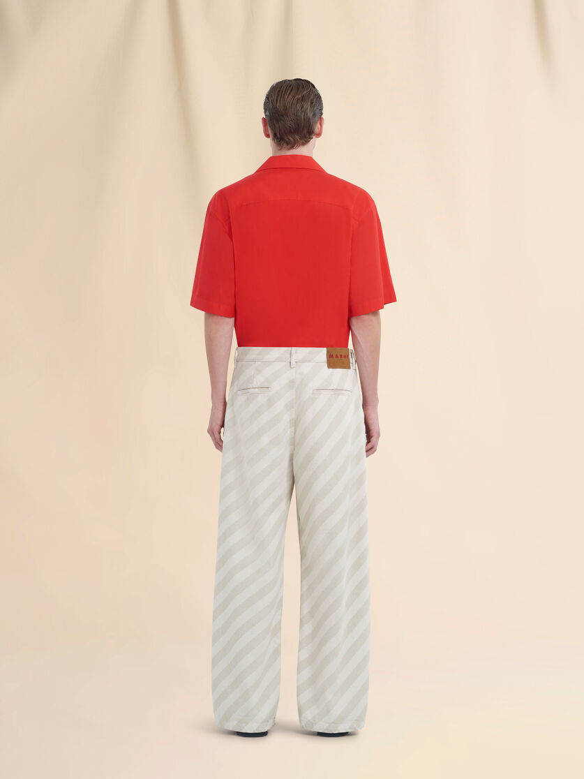 Pantalón de denim beige a rayas de cintura alta - Pantalones - Image 3