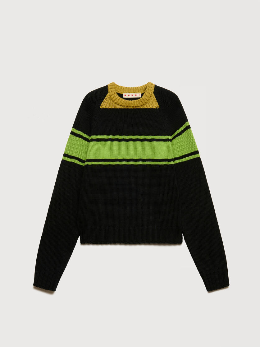 Pull noir en coton avec d&eacute;tails color block, Image 1