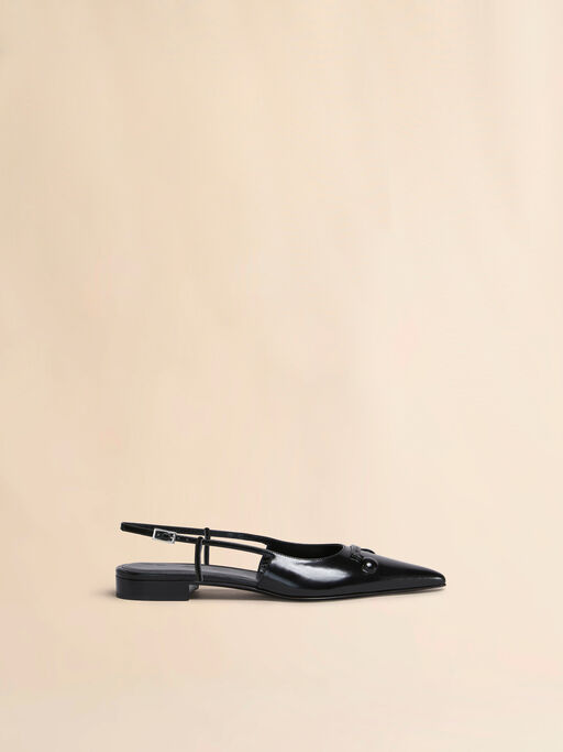 Schwarze Slingback-Schuhe Trunkaroo aus Leder mit spitz zulaufender Zehe - Ballerinas
