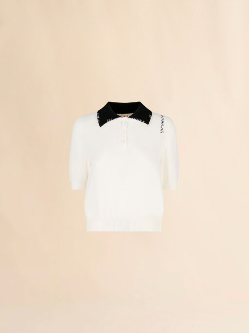 Marni Symbol 디테일 화이트 코튼 폴로 셔츠 - 셔츠