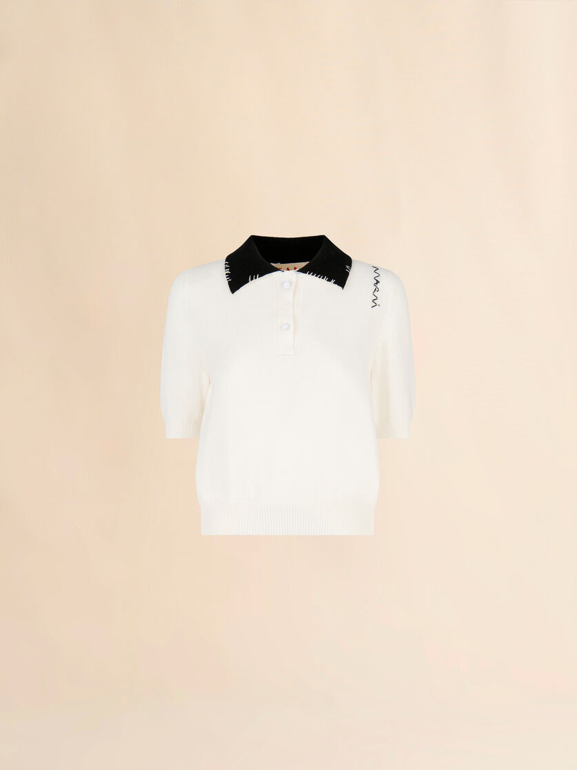 White cotton polo shirt with Marni Symbol - Shirts - Image 1