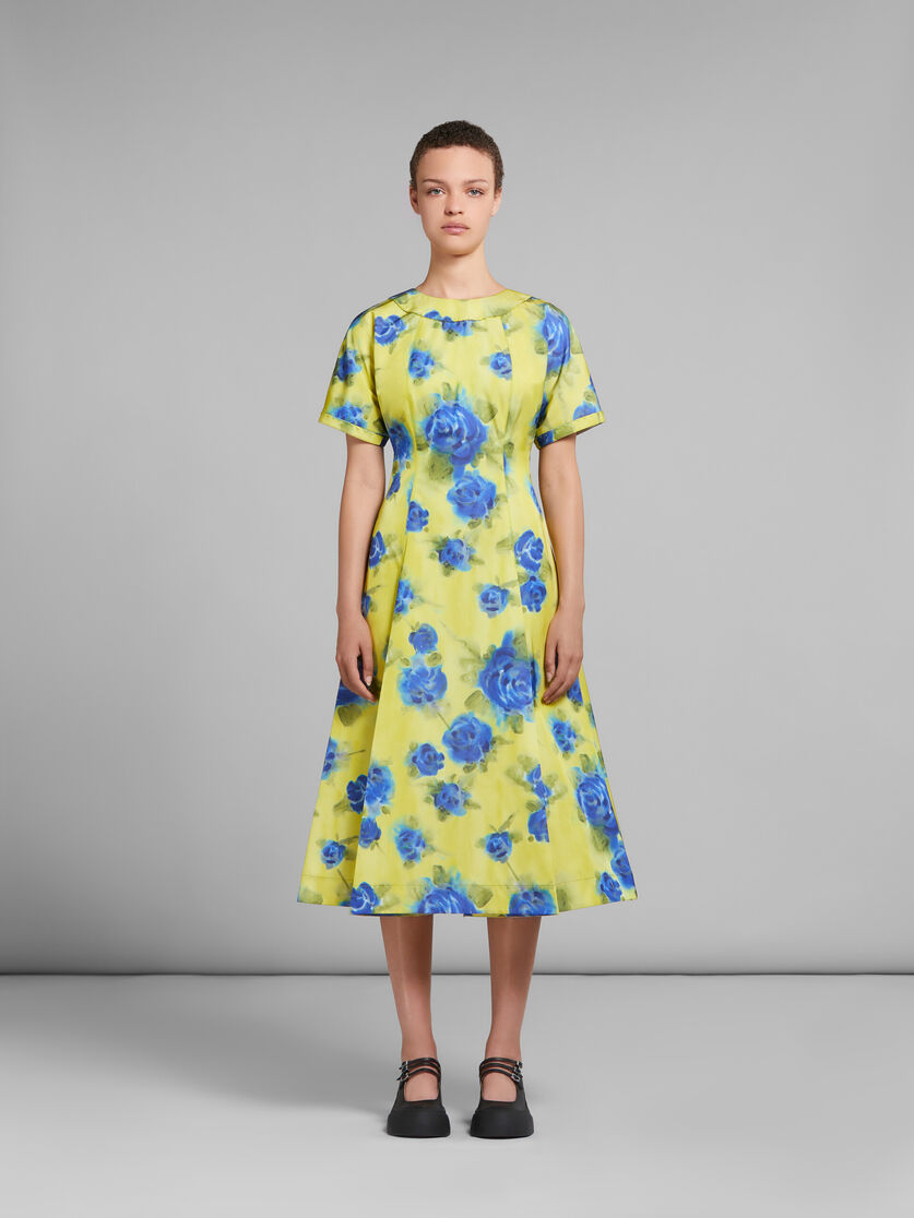 Yellow taffeta midi dress with Idyll print - Dresses - Image 2