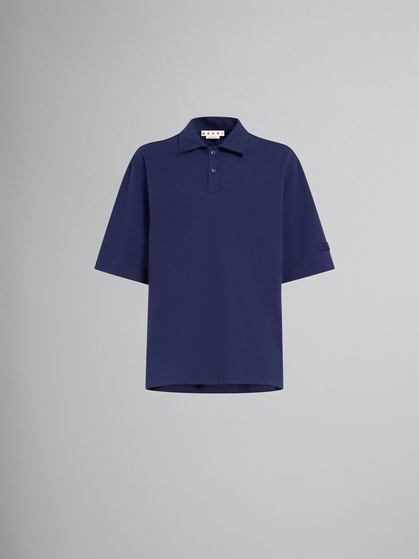 Blaues Oversize-Polohemd aus Bio-Baumwolle mit Marni-Aufnähern - Polohemden - Image 1