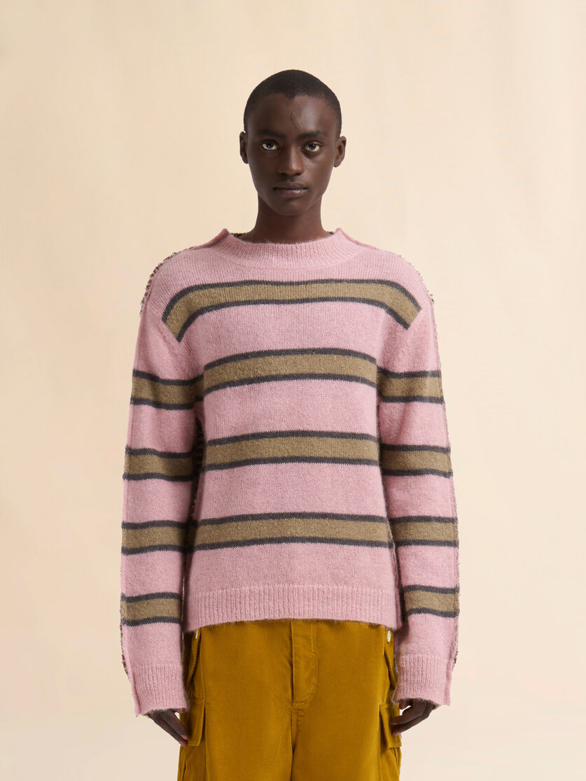 Blue striped mohair and wool half-and-half jumper - Pullovers - Image 2