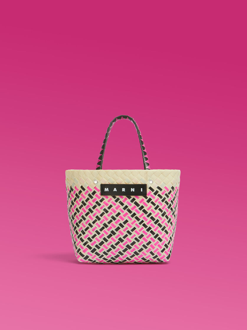 Black outline MARNI MARKET MEDIUM BASKET bag - Shopping Bags - Image 1