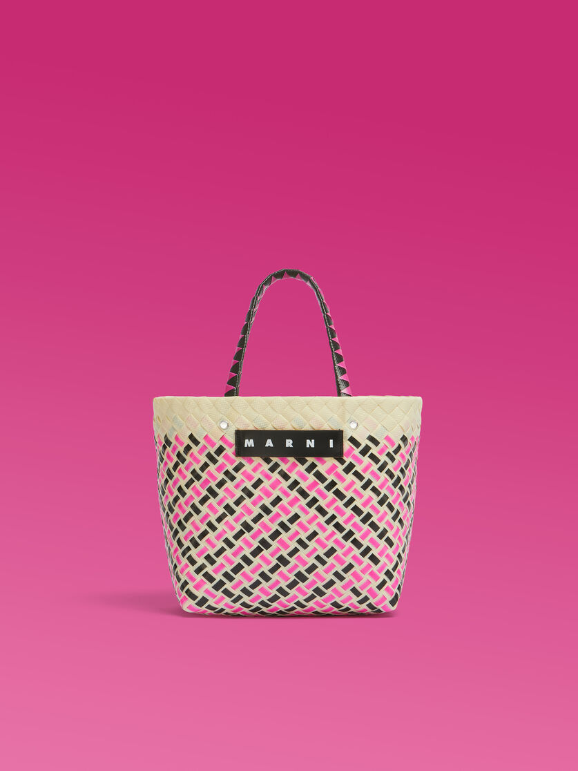 MITTELGROSSE MARNI MARKET KORBTASCHE mit beigefarbenem Rand | Marni
