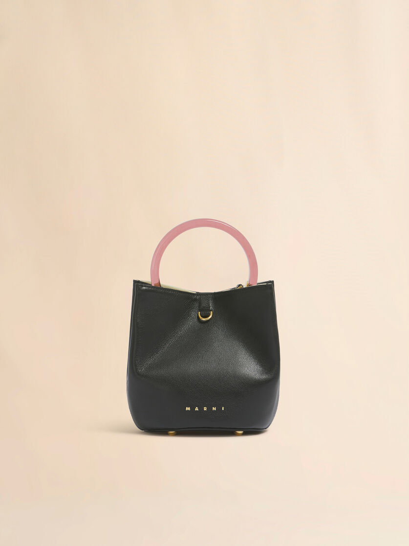 Black leather Pannier bucket bag, Image 1