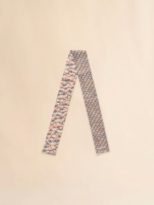 Pink silk scarf with contrast prints - Other accessories