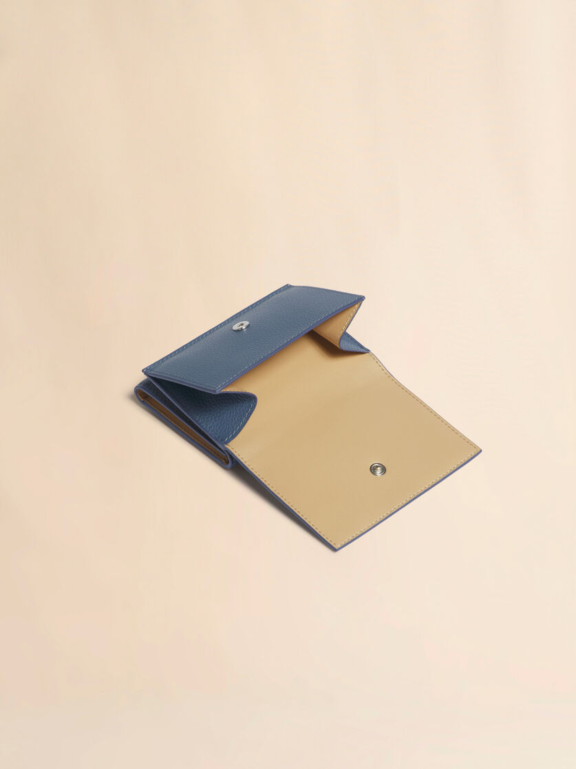 ブルー レザー製三つ折りウォレット、Marni Mending刺繍入り, Image 5