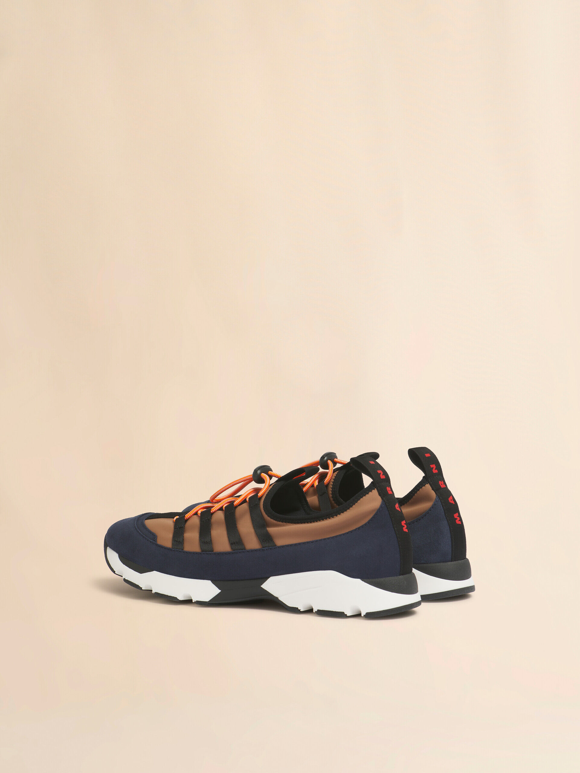 Light brown and blue lycra lace-up Running Sneaker | Marni