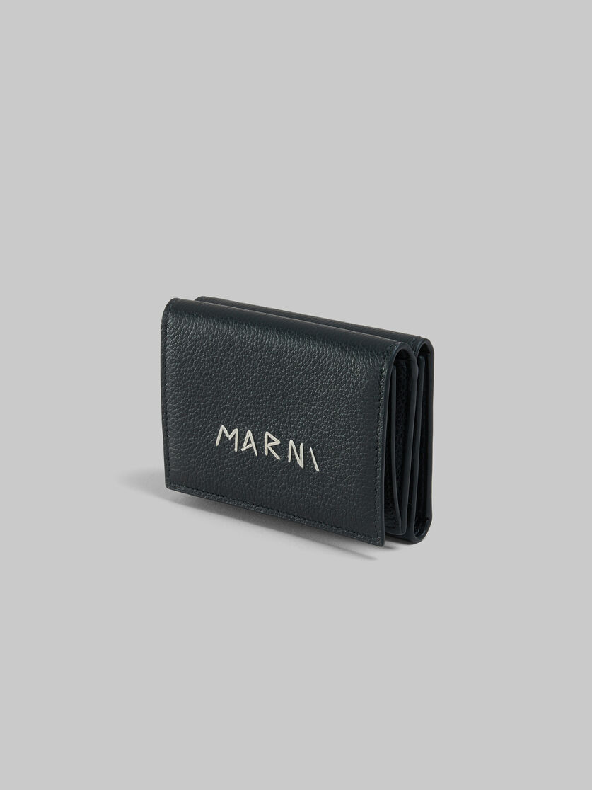 Black leather trifold wallet with Marni mending - Wallets - Image 4